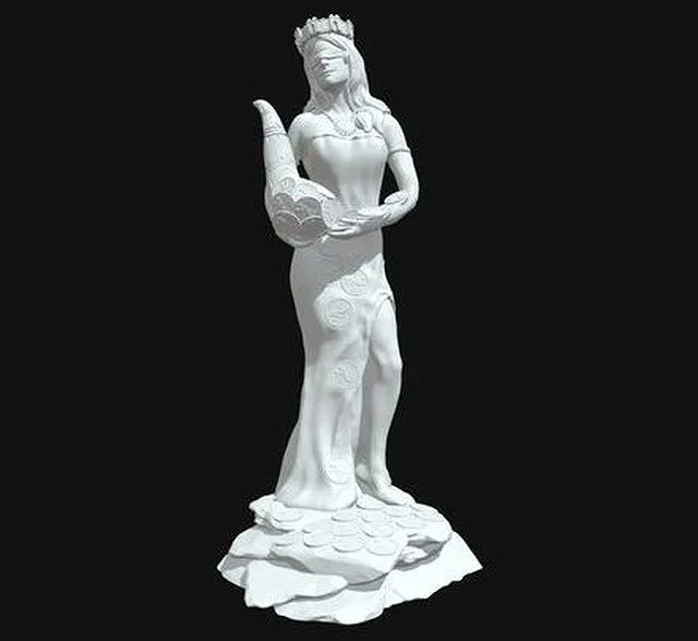 PBR Game 3D Models - Tyche Goddess Of Fortune (3D Printable)