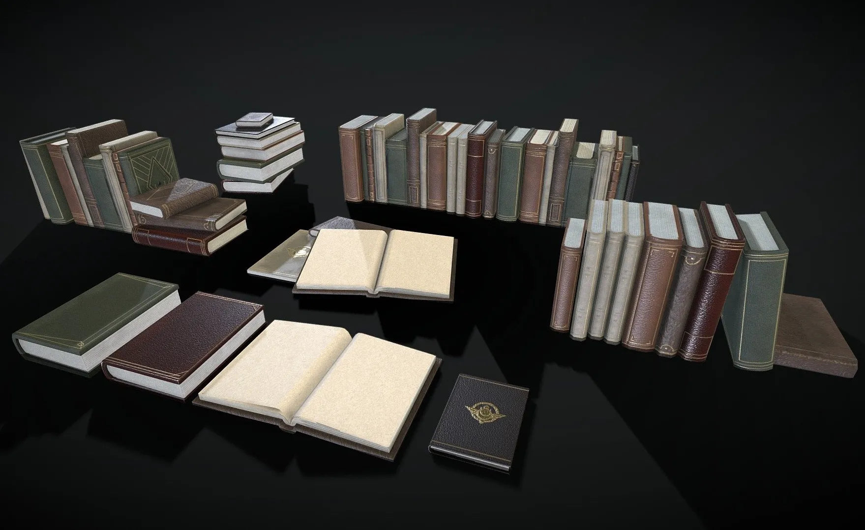 PBR Game 3D Models - Vintage Books