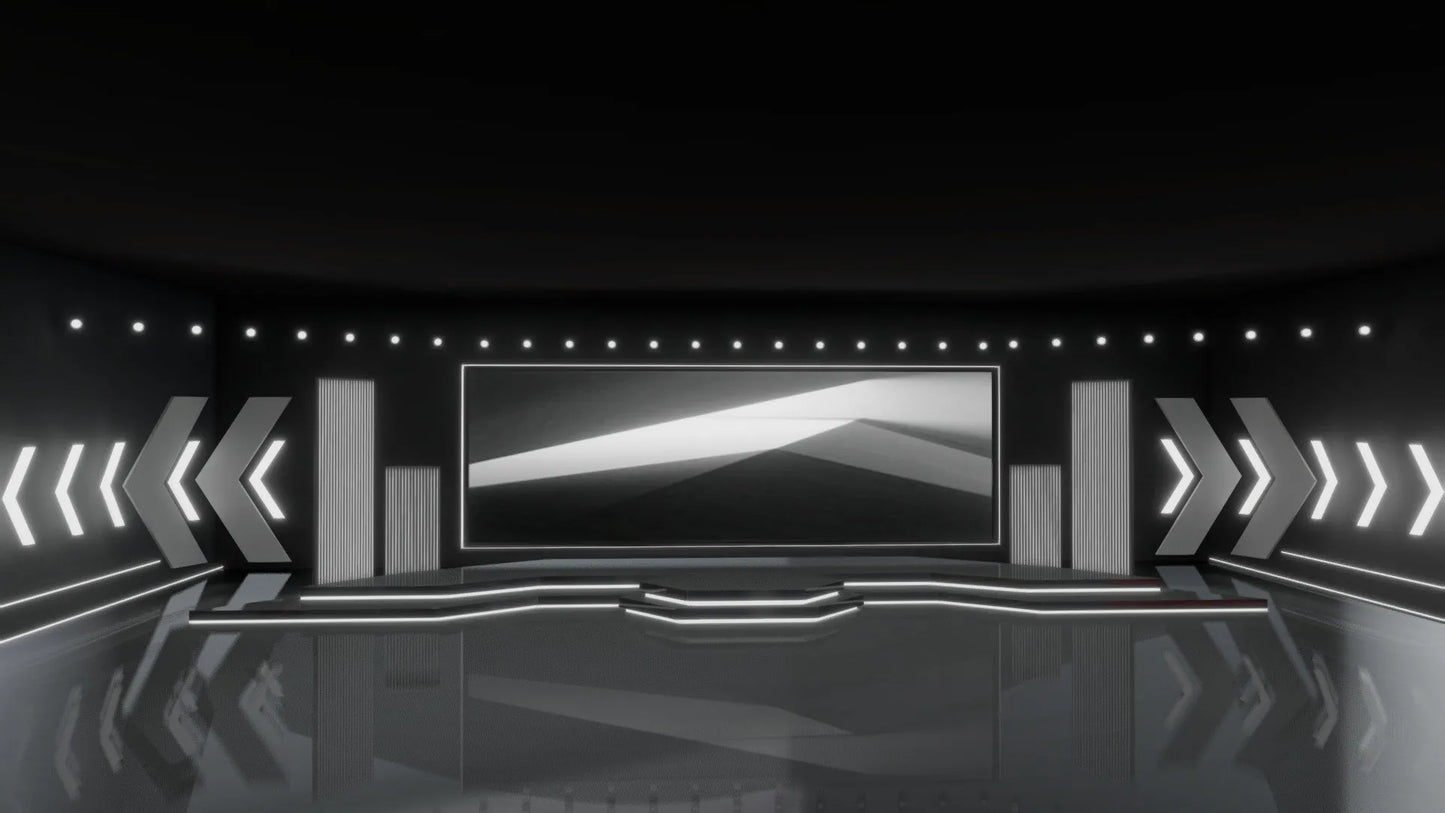 PBR Game 3D Models - Virtual Event Stage Dark Baked