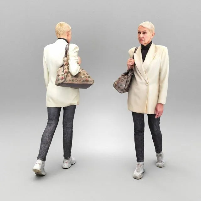 PBR Game 3D Models - Walking woman with handbag 350