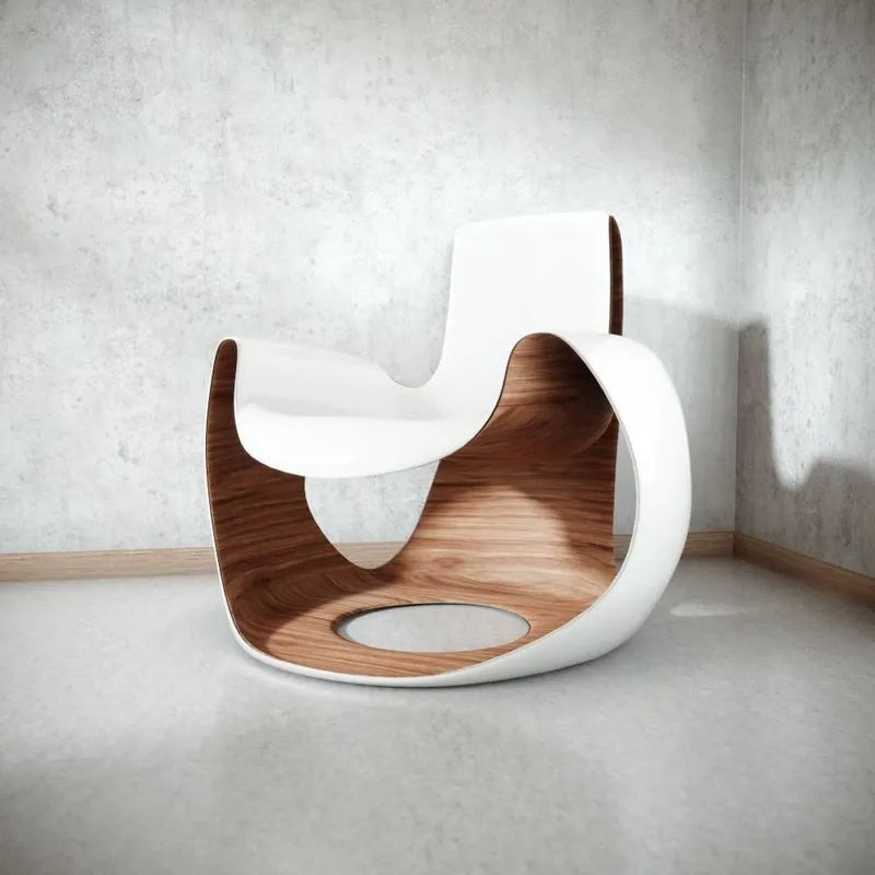 PBR Game 3D Models - White Wooden Curved Chair