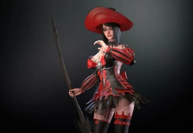 PBR Game 3D Models - Witch with broom
