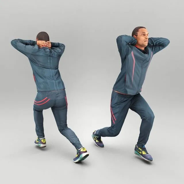 PBR Game 3D Models - Young man in sportswear doing exercise 375