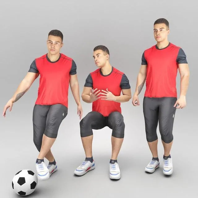 PBR Game 3D Models - Young man playing football 365