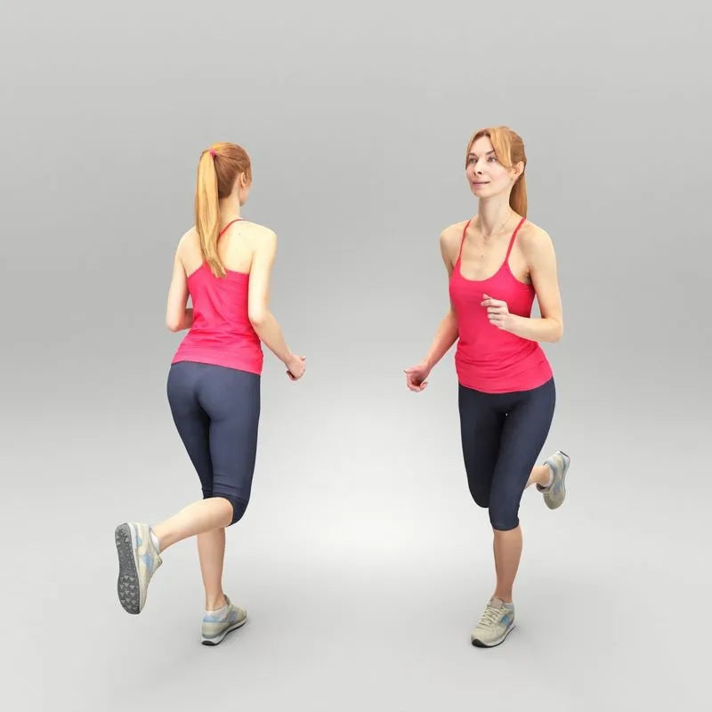 PBR Game 3D Models - Young woman running 410