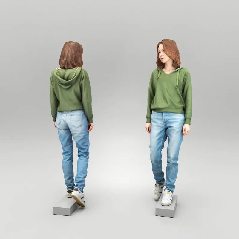 PBR Game 3D Models - Young woman walking in casual outfit 396