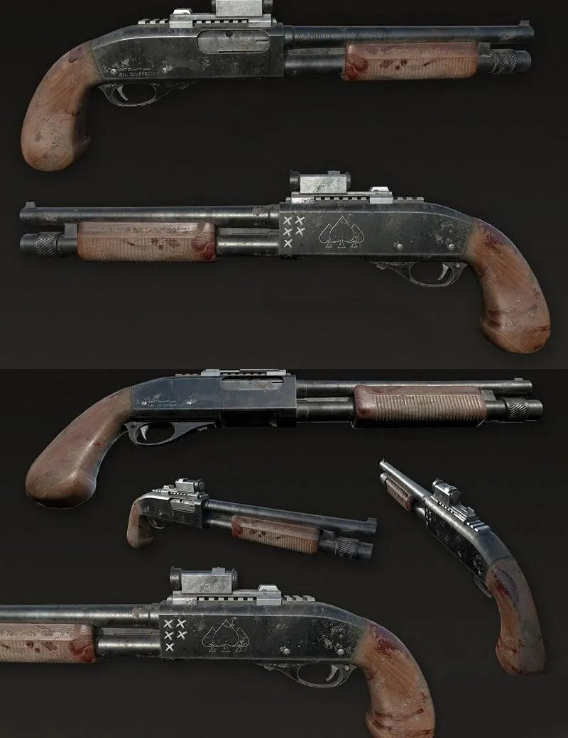 PBR Game 3D Models - Zombie Shotgun