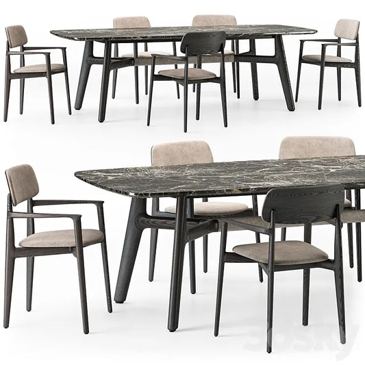 Poliform Curve dining table armchair set 3DSMAX Model