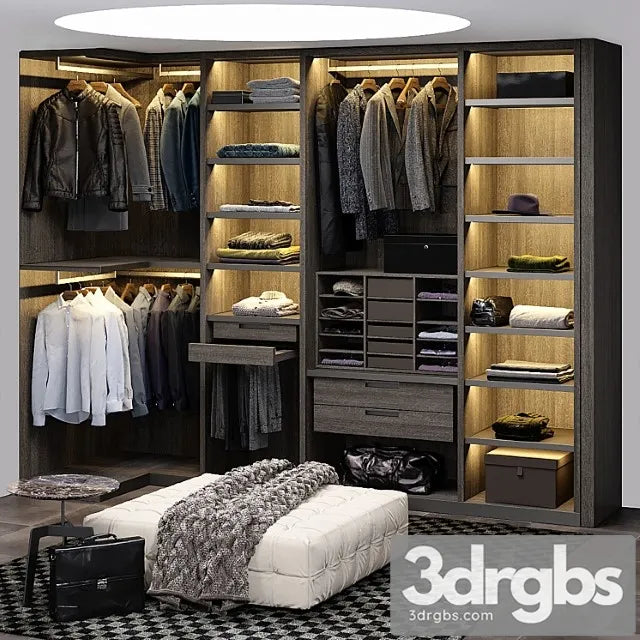 Poliform Senzafine Wardrobe Mens 3D Model Free