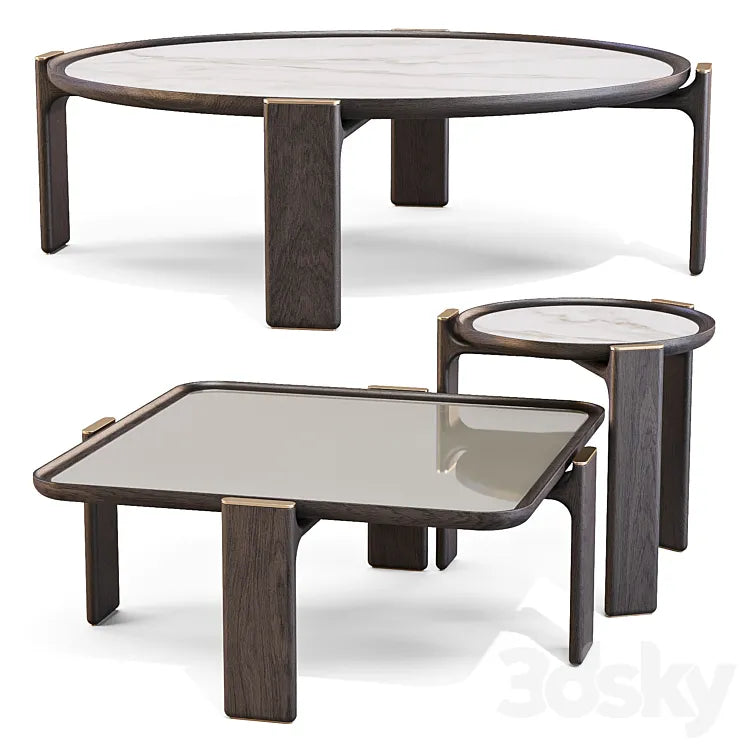 Poltrona Frau: DUO - Coffee and Side Tables Set 01 3DSMAX Model