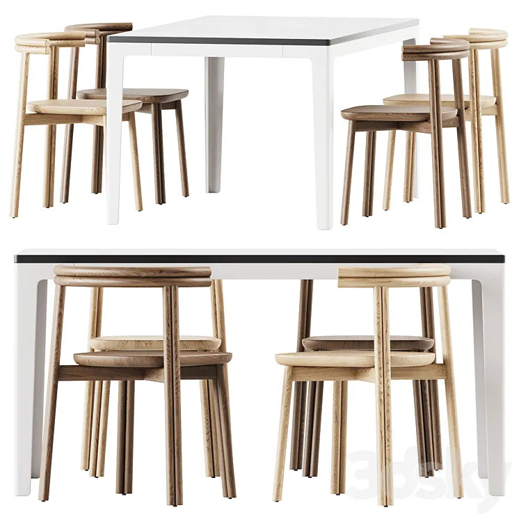 Pop Table Rectangle and Twill Chair by DesignByThem 3DSMAX Model