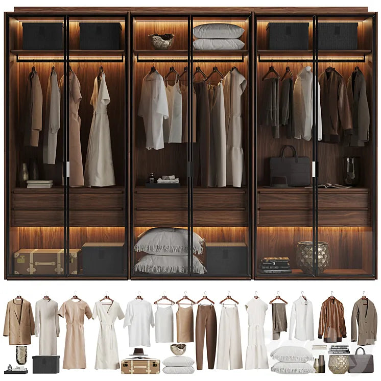 Porada My Suite Glass Doors Wardrobe 3DSMAX Model