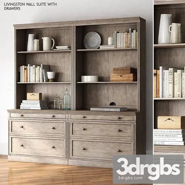 Pottery barn livingston wall suite with drawers 3D Model Free