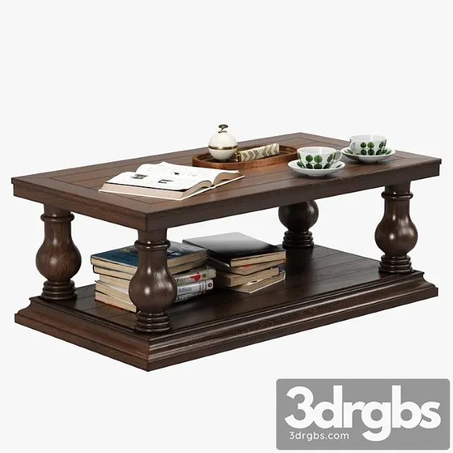 Pottery barn lorraine coffee table 2 3D Model Free