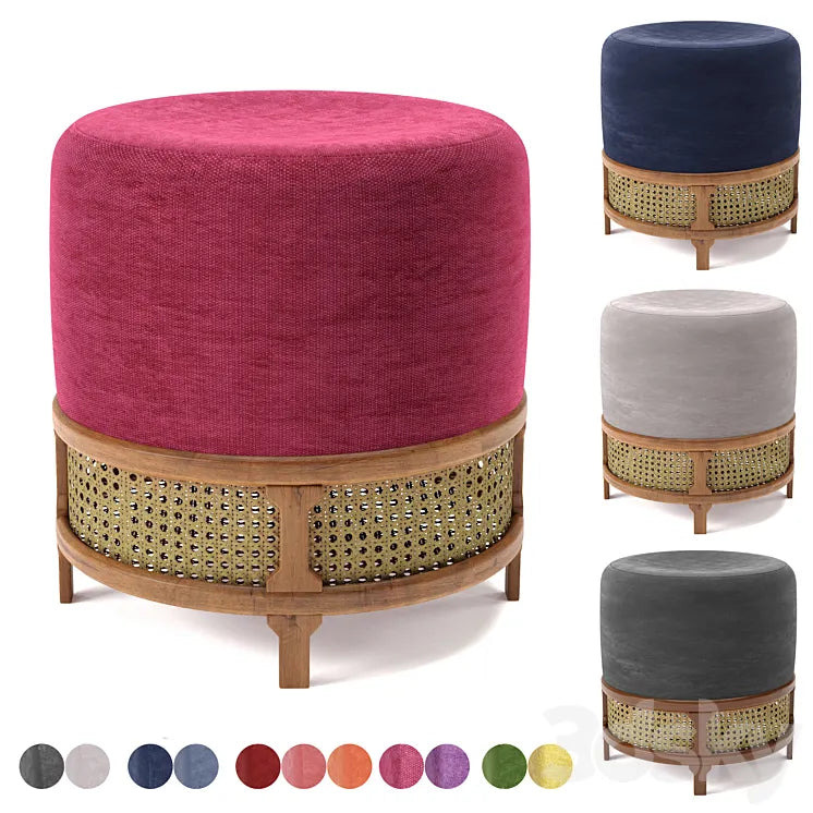 poufs Vol5- Pouf Wood Tailors Club 3DSMAX Model