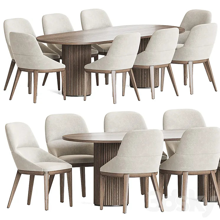 Queen Chair Campbell Table Dining Set 3DSMAX Model