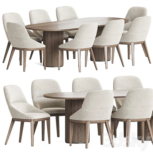 Queen Chair Campbell Table Dining Set 3DSMAX Model
