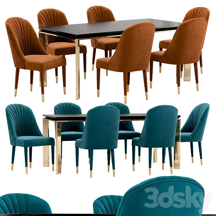 Queen dining chair and Boston table 3DSMAX Model