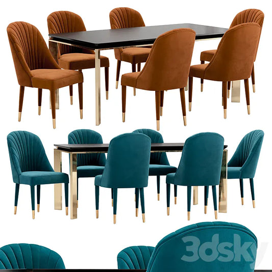 Queen dining chair and Boston table 3DSMAX Model
