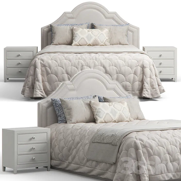 Queen Madison Crown Headboard Bed 3DSMAX Model