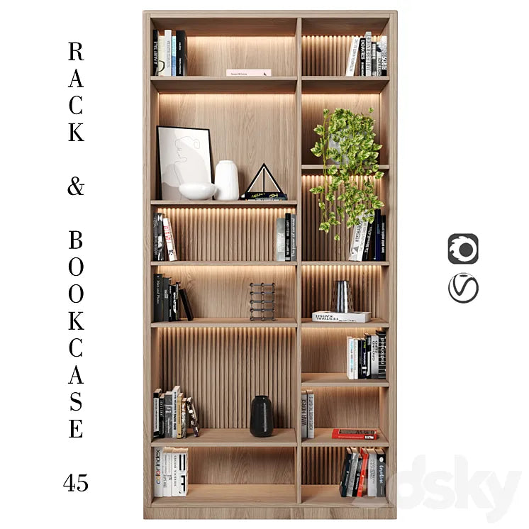 Rack and Bookcase 3DSMAX Model