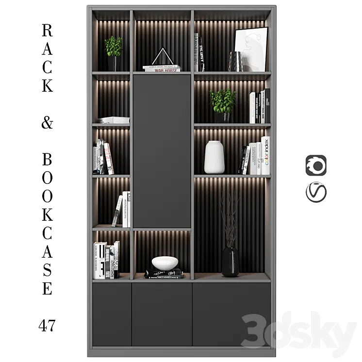 Rack and Bookcase 47 3DSMAX Model