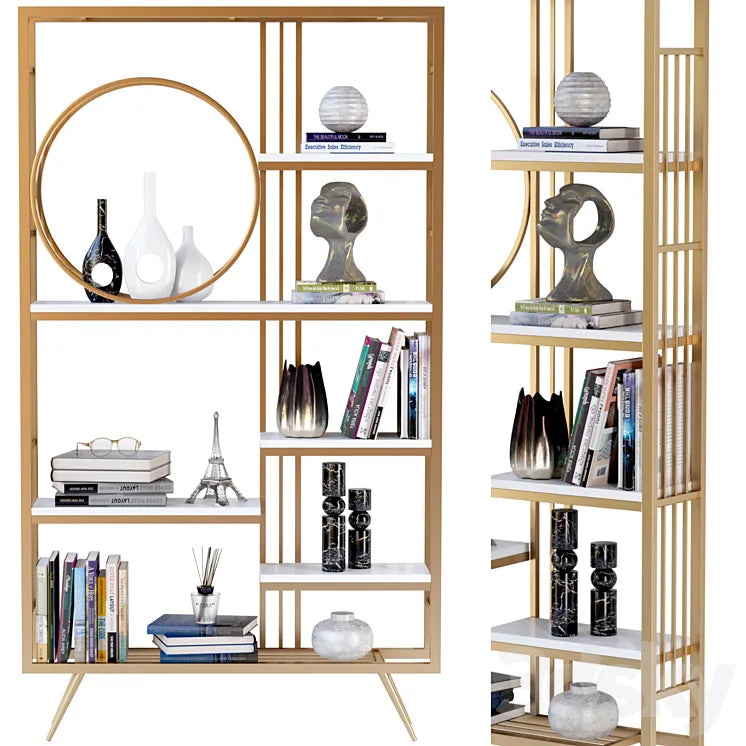 Rack with decor books and figurines 3DSMAX Model