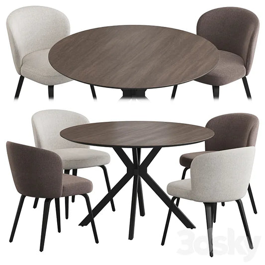 Ralf table Halard chair Dining set 3DSMAX Model