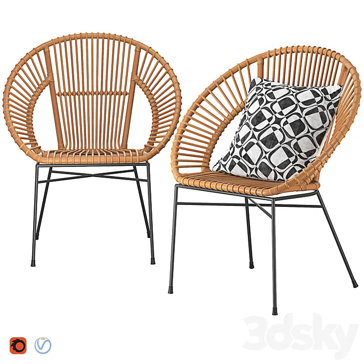 Rattan Accent Chair Natural Sarita 3DSMAX Model