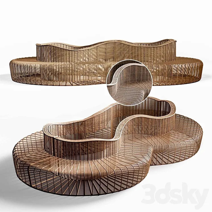 Rattan bench 3DSMAX Model