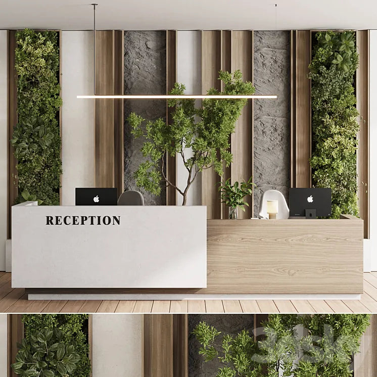 Reception Desk and Wall decor - office furniture 22 corona 3DSMAX Model