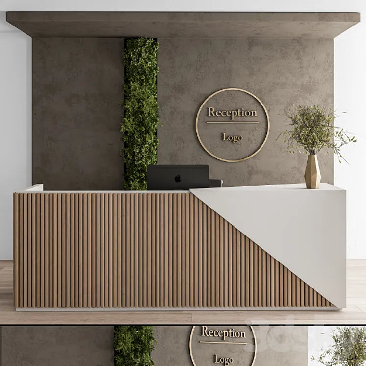Reception Desk and Wall Decoration - Set 08 3DSMAX Model