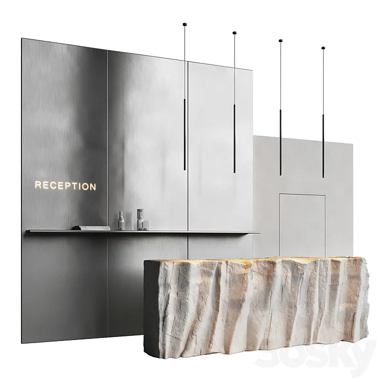 Reception desk natural rock 3DSMAX Model