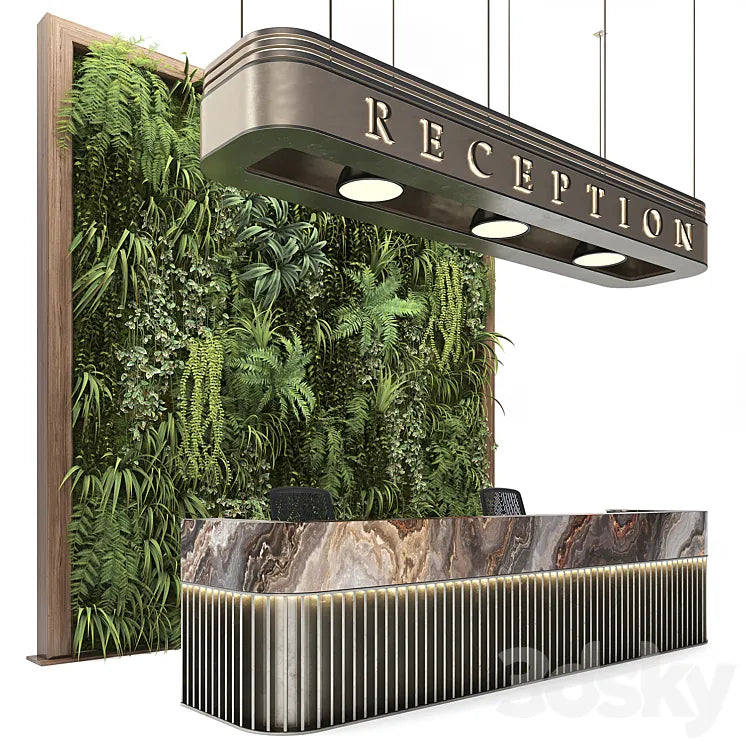 Reception with wall plants 3DSMAX Model