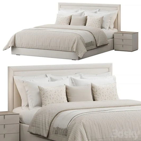 Rectangular Upholstered Headboard Bed 3dsMax Model