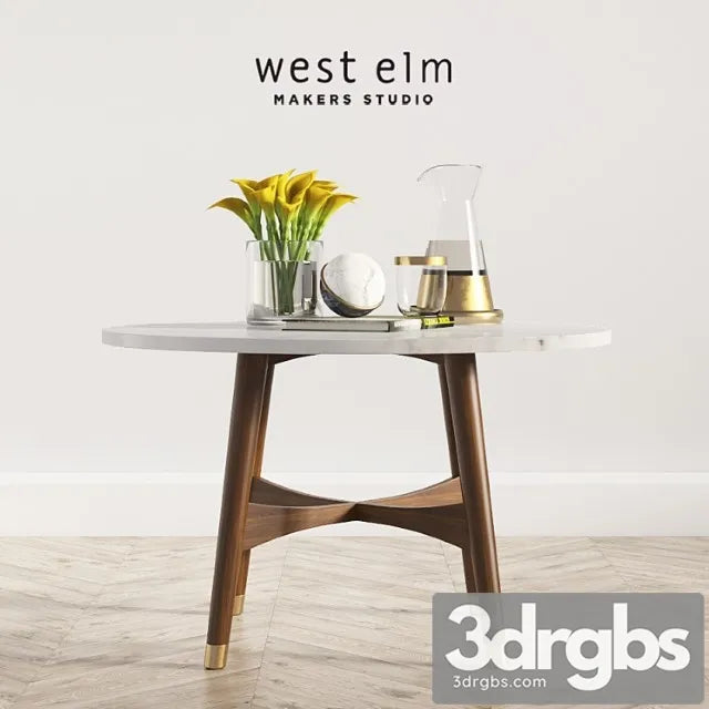 Reeve mid-century coffee table westelm 2 3D Model Free