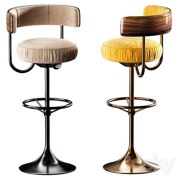 Revolving Metal Brass Bar Stool 3DSMAX Model