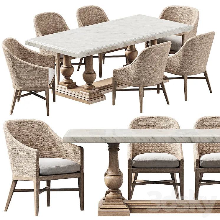 RH DINING SET 8 3DSMAX Model