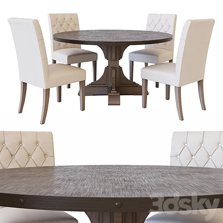 RH Round dining table & Bennett Parsons dining chair 3DSMAX Model