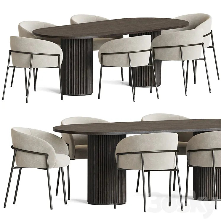 Rimo Chair Campbell Table Dining Set 3DSMAX Model