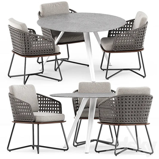 Rivera Little Armchair and Evans Outdoor table by Minotti 3DSMAX Model