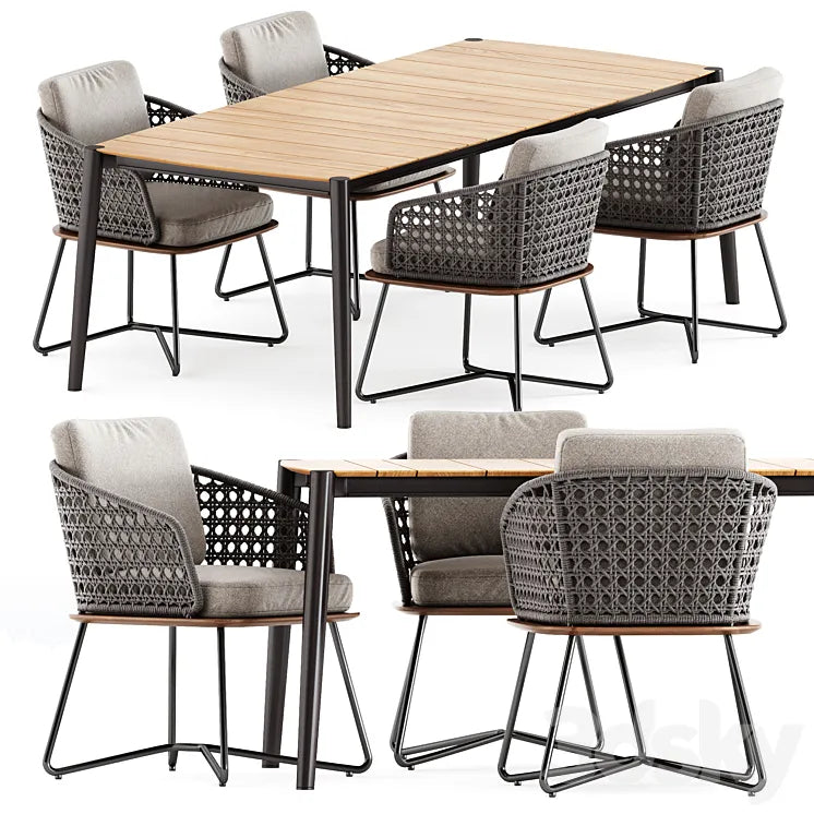 Rivera Little Armchair by Minotti and ICON DINING TABLE 89 by akulaliving 3DSMAX Model