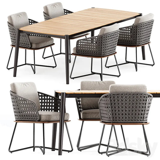 Rivera Little Armchair by Minotti and ICON DINING TABLE 89 by akulaliving 3DSMAX Model