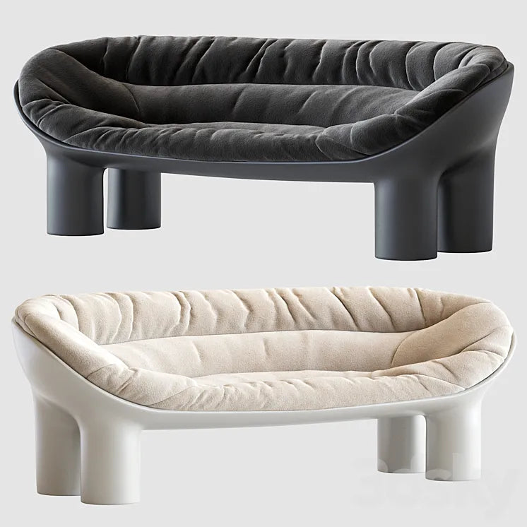 Roly Poly Polyethylene Sofa in Concrete with Cushions by Faye Toogood 3DSMAX Model