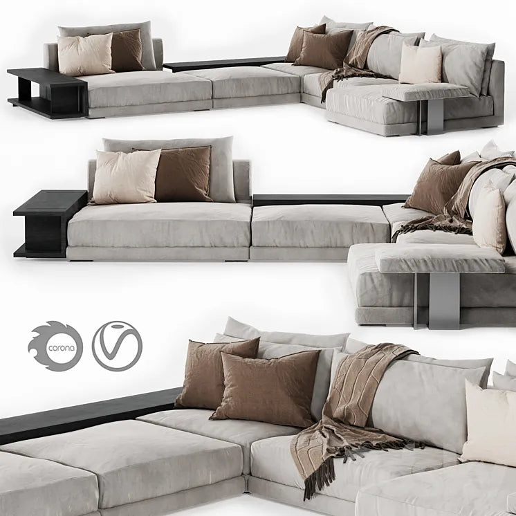 Rottnest L Shaped Modular Sectional Couch 3DSMAX Model