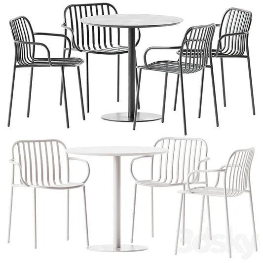 Round Dining Table by Vineko and Metis Line Armchair by TrabA 3DSMAX Model