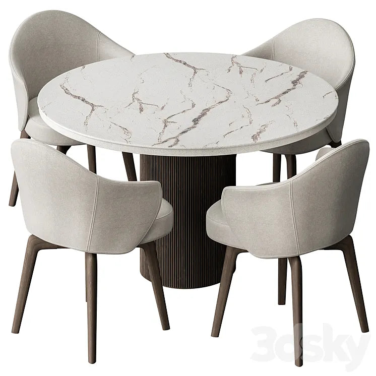 Round Dinning Table - Set 41 3DSMAX Model