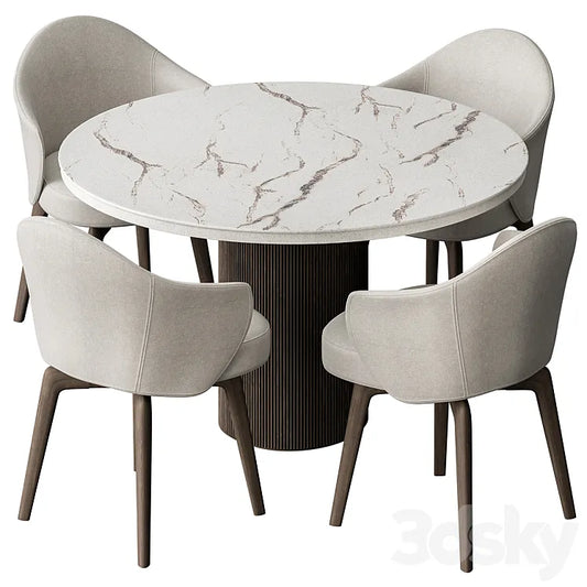 Round Dinning Table - Set 41 3DSMAX Model