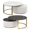 Round modern coffee table with fluted stone top and drawer white with gold 3DSMAX Model