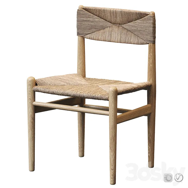 Rustic Wood and Woven Chair - Set 01 3DSMAX Model